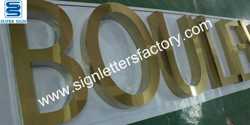 fabricated polished brass sign letters
